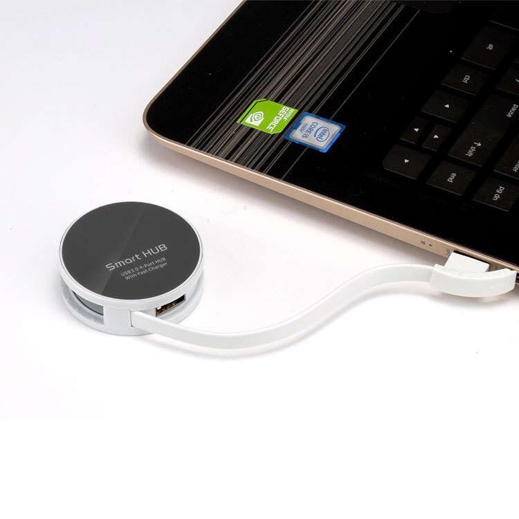 Round USB HUB 4 Port USB 2.0 Splitter Switch Portable Splitter Set for iMac Computer Laptop Accessories Hab Adapter