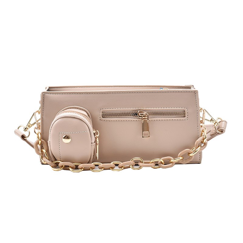 Effen Kleur Pu Lederen Cross-Body Bags Voor Vrouwen Zomer Mode Persoonlijkheid Schouder Pack Dames Handtassen En portemonnees: Khaki