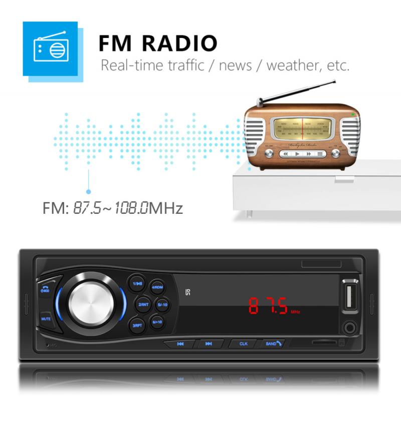 SWM-1028 radio samochodowe 1hałas TF karta USB wejście Aux 12V FM MP3 Autoradio odtwarzacz multimedialny