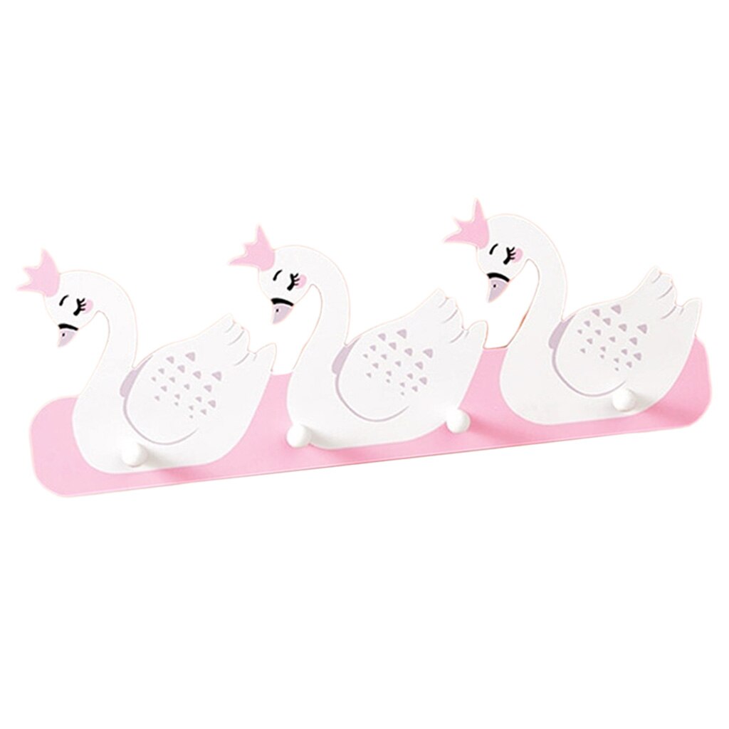 Jolis cintres muraux en bois de dessin animé | 4 crochets adhésifs, crochet de décoration de chambre d'enfant pour manteau de serviette, sacs de clés: C