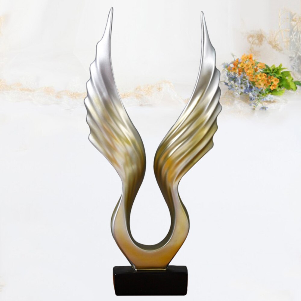 1Pc Moderne Skulptur Engel FlüGel Statue Harz Skulptur Tabletop Dekoration Ornament für Wohnzimmer Schlafzimmer Schrank (Goldene