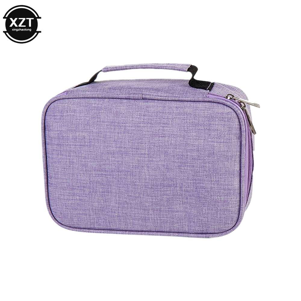 Estuches escolares universales con 72 agujeros, estuche escolar de lona con 3 compartimentos, estuche para bolígrafos de tela, bolsa para suministros de papelería para artistas: Morado