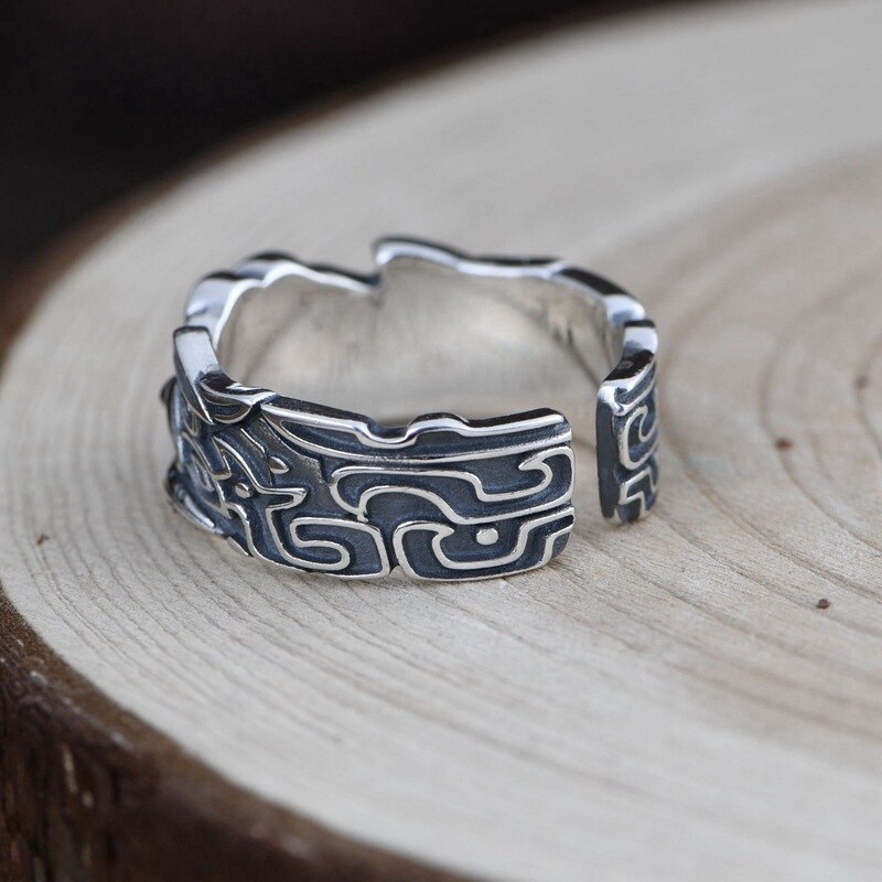 BALMORA Puro 925 In Argento Sterling Impilabile Anello Per Gli Uomini Mitica Creatura Animale Anello Golosi Anello Aperto Anello Dei Monili del Regalo