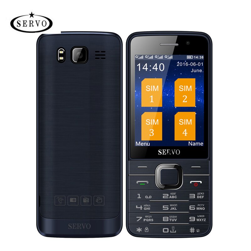 Offre spéciale Original Servo V9500 Quad SIM cartes 2.8 pouces HD téléphone Mobile GPRS Bluetooth vibration MP4