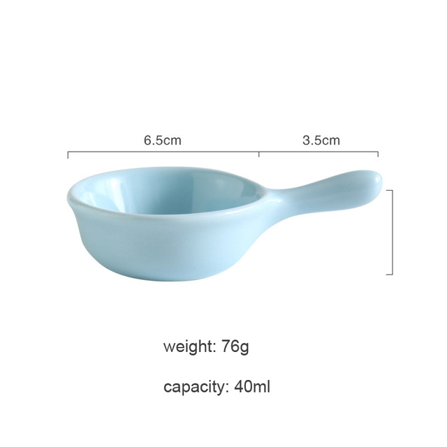 Plato pequeño y bonito de cerámica y porcelana NIMITIME con asa: Azul