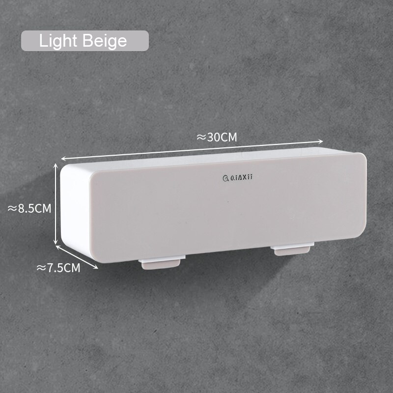 Household Wall-mounted Kitchen Spice Rack Free Punch All-in-one Kitchen Gadget Set Combination Plastic Storage Container: Light Beige