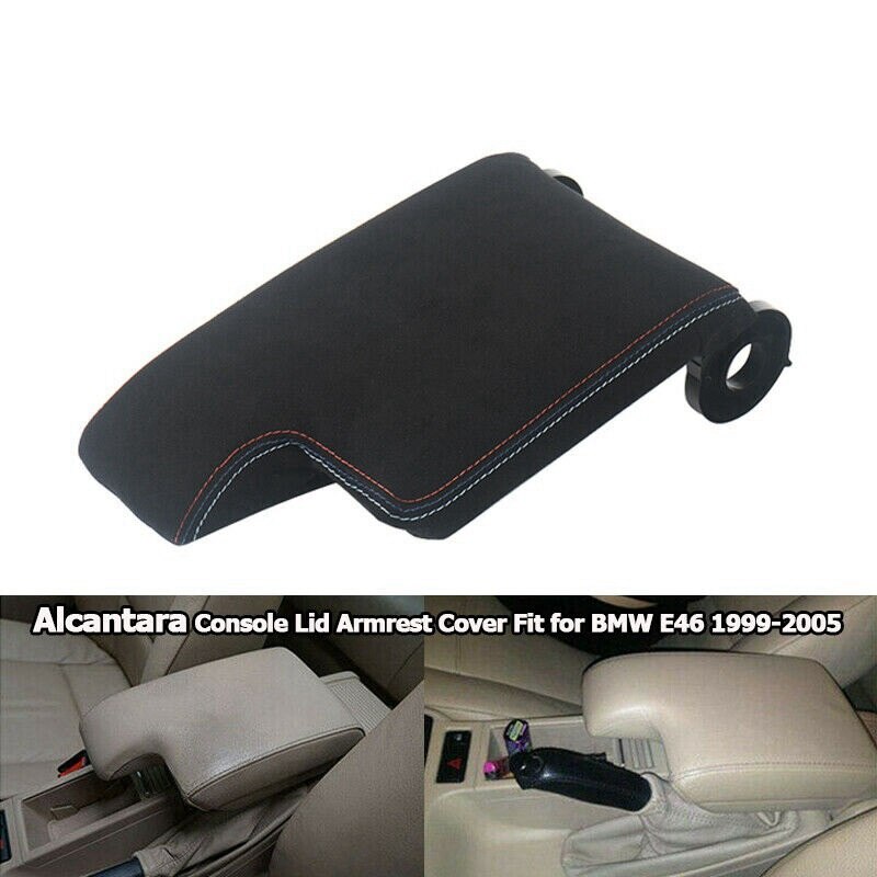 Zwart Suede Armsteun Doos Center Console Deksel Cover Opbergdoos Voor Bmw E46 3 Serie 1999-2004