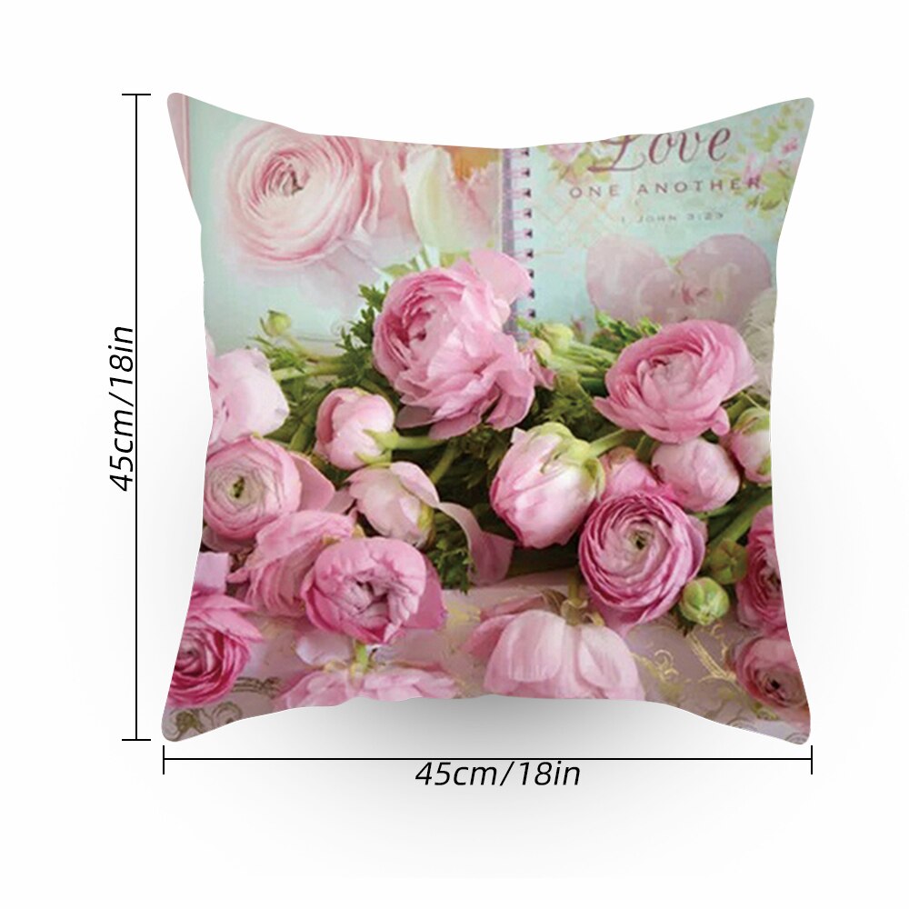 45 x 45cm 1 blomst farverig sofa pudebetræk pink pudebetræk pudebetræk hjemme sovesofa stol dekoration 17.72x 17.72 tommer: B