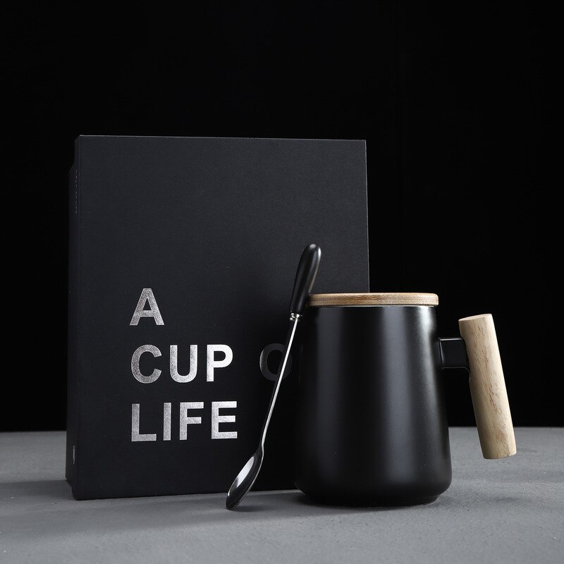 Creatieve Keramische Mok Houten Handvat Koffie Tumbler Cups Tazas De Ceramica Creativas Geurende Thee Melk Sap Cafe Tuimelaars Mokken
