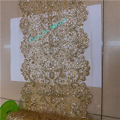gold Embroidery African Lace glued glitter sequins Lace Fabric For Nigerian Wedding Dresses BZL-55210: Default Title
