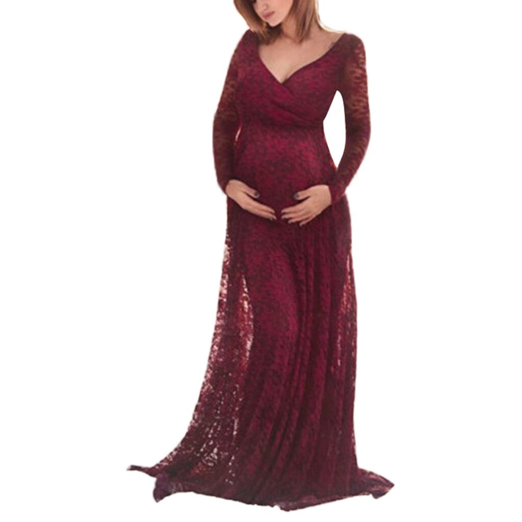 #57 Pregnancy Dress Lace Long Maternity Women Maternity Photography Dress For Mother Vestido Fotografía Embarazo Беременным: XL
