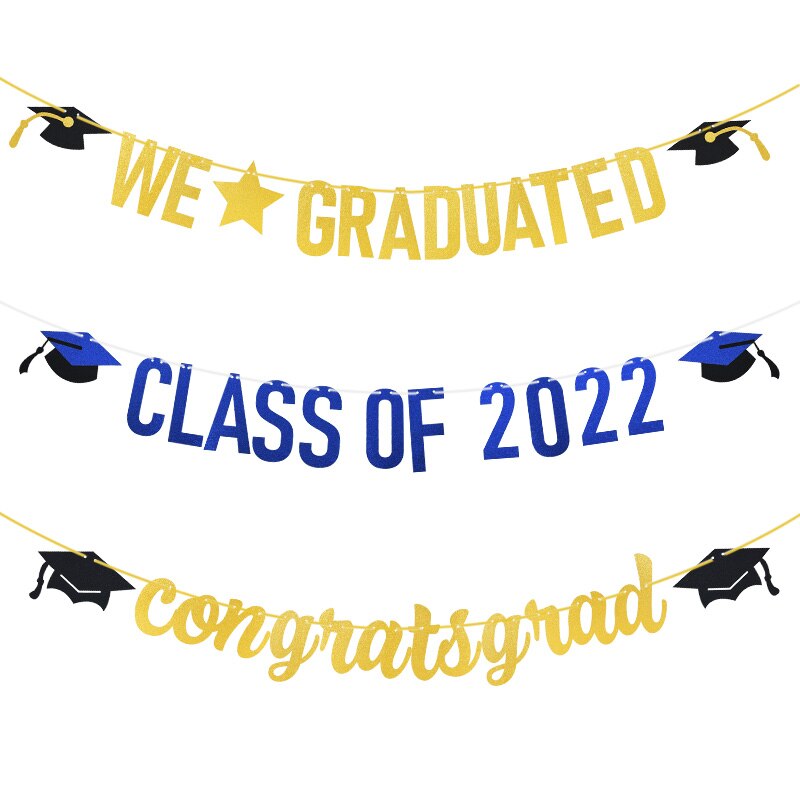 Graduation Balloons Congrats Grad Paper Garland Banner Graduation Party Decorations College Celebration Party DIY Decor Supplies