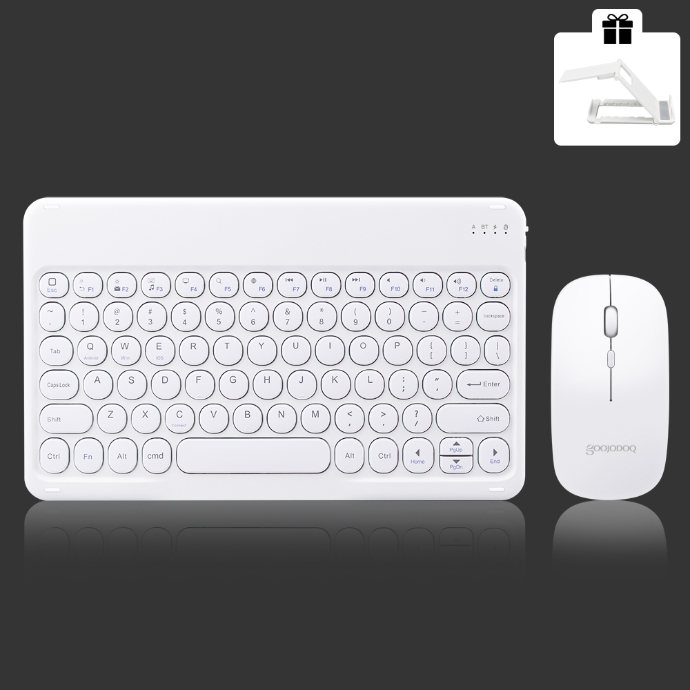 Set de teclado y ratón inalámbrico con Bluetooth, accesorio ideal para el iPad, compatible con Xiaomi, Samsung, Huawei, Android, iOS y Windows: White C