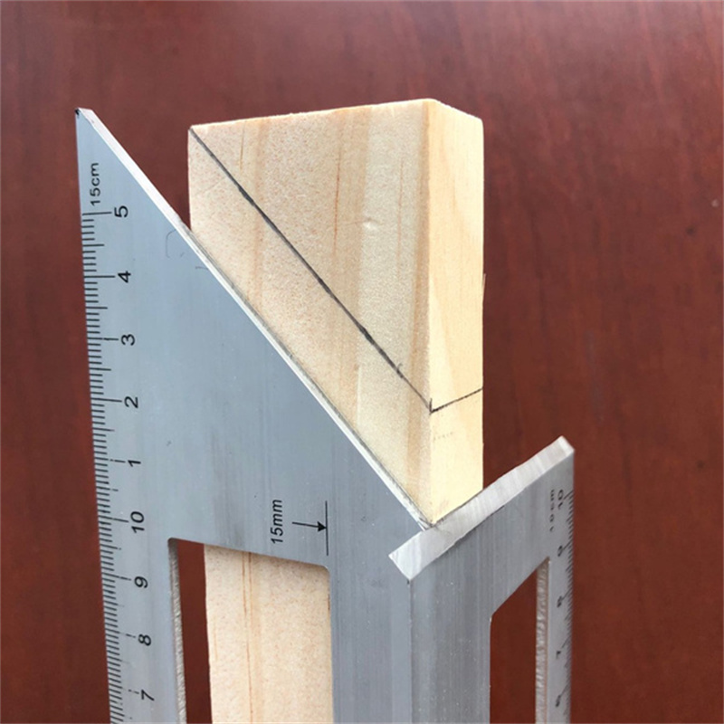 Regla de ángulo de calibre cuadrado multifuncional de 45/90 grados, herramientas de medición de calibre de línea de de trazado de carpintería de aleación de aluminio