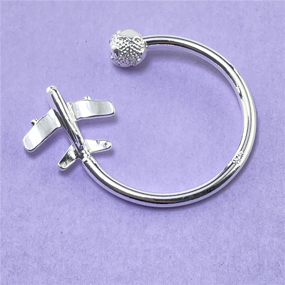 925 Silver Keychain Airplane Shape Simple Keychain Jewelry