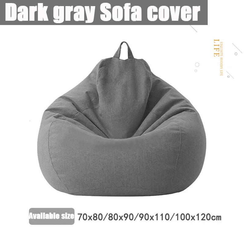 Housse de canapé bouffante sans remplissage, en tissu de lin, siège long, Pouf bouffant, Tatami, Salon: Dark gray-Sofa cover / 100X120cm