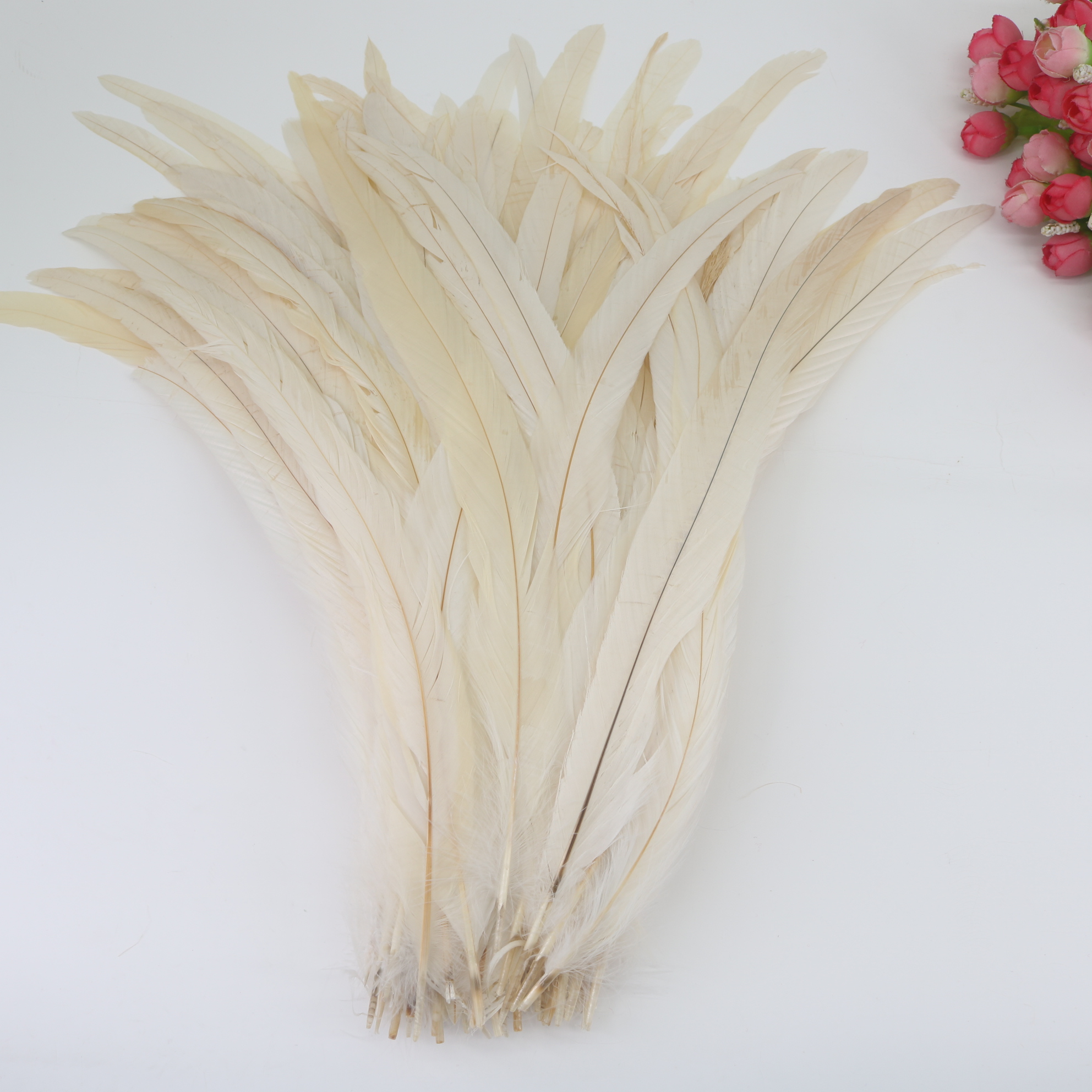 50 teile/los Hahnenfedern Karneval Federn für Dekoration 25-40 cm und Zubehör für sterben Tisch NäHenne Hühnerfedern Kleid: S / Beige