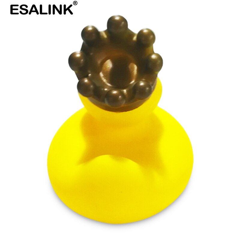 ESALINK 9Cm Ente Baby Spielzeug Kognitiven Puzzle Schwimm Spielzeug Sound Gummi Ente Crown Gelb Ente Bad Spielzeug Für Mädchen