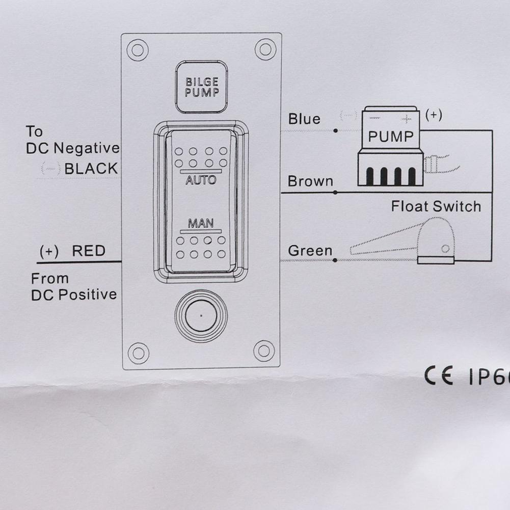 12-24V Bilge Pump Switch Alarm Waterproof Ship Deck Cleaning Control Panel for Boat Bilge Pumps on/off/on Switch Panel