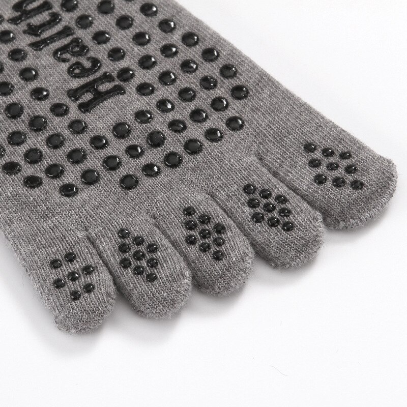 Yogastrumpor rygglösa anti-halk fem tå klibbiga prickar botten fitness gym strumpor dam sport strumpor pilates balett strumpor yoga skor