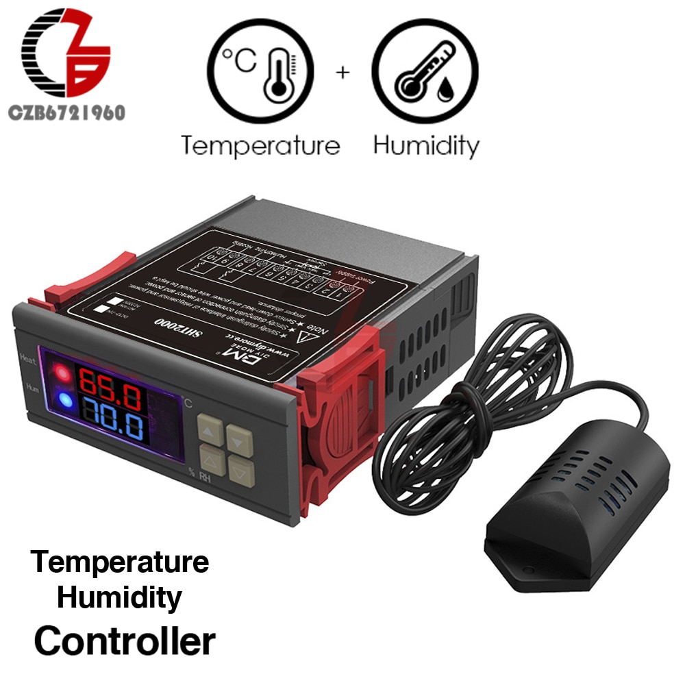 110V 220V 12V LED Digital Temperature Humidity Controller Indoor Brewing Incubator Thermostat Humidistat Therometer Hygrometer
