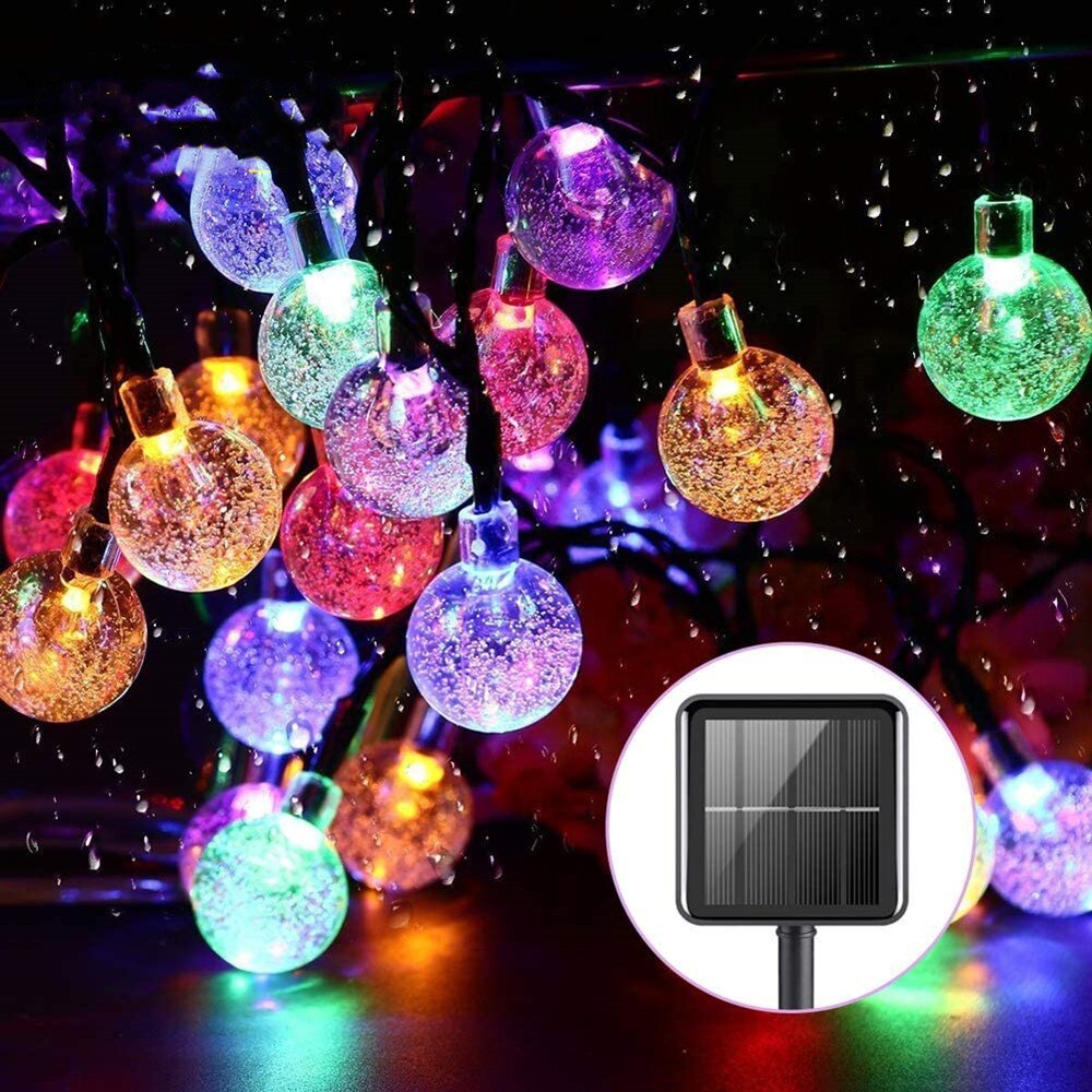 Waterproof Crystal ball 5M/10M 20/50 LEDS Solar Lamp Power LED String Fairy Lights Solar Garlands Garden Xmas Decor for Outdoors: multicolor / 10M 50LEDs