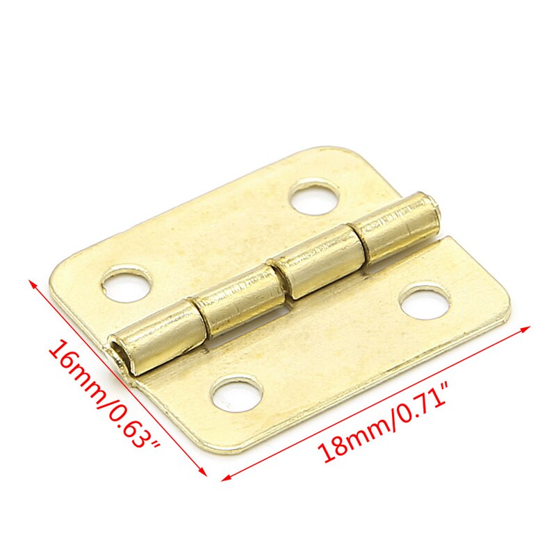 10 st köksskåp dörr gångjärn möbler tillbehör 4 hål guld låd gångjärn för smycken lådor möbler beslag 18 x 16mm