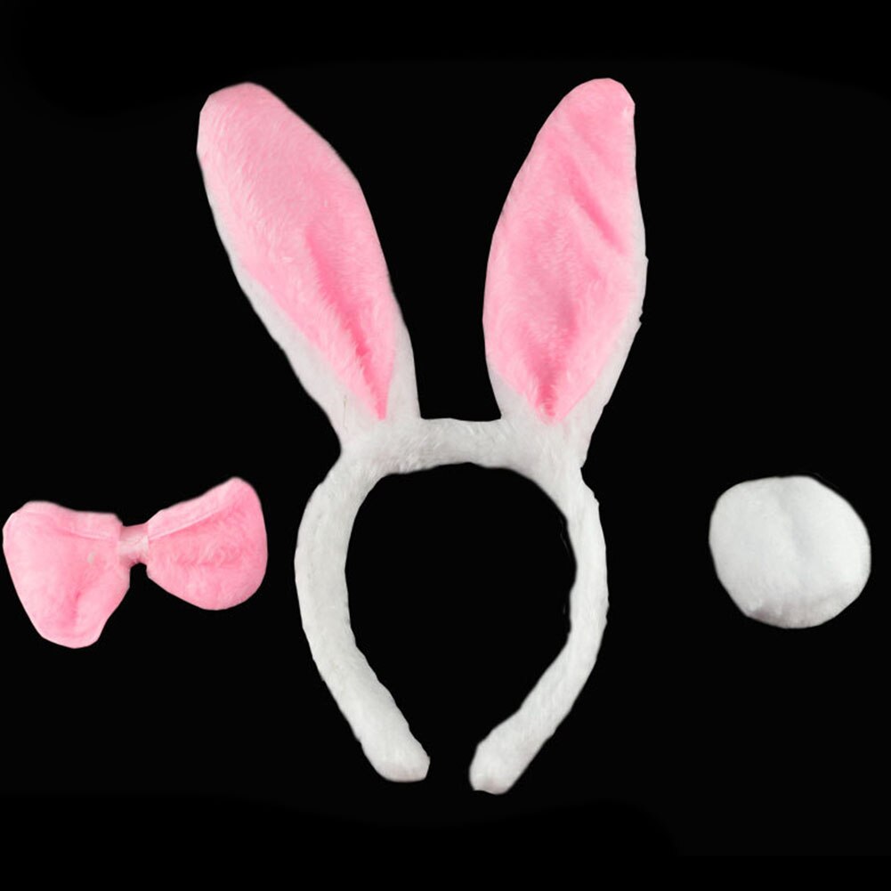 Barn voksen kanin øre pannebånd sett svart rosa fancy dress kostyme hønefest stor kanin øre hårbånd hodeplagg hale: Default Title