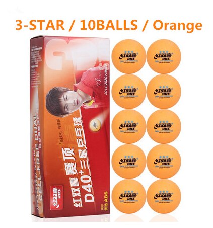 Juego de 10 pelotas de plástico DHS 3-Star 1-star D40 para tenis de mesa, Material para Ping Pong: 10 balls 3 star Y