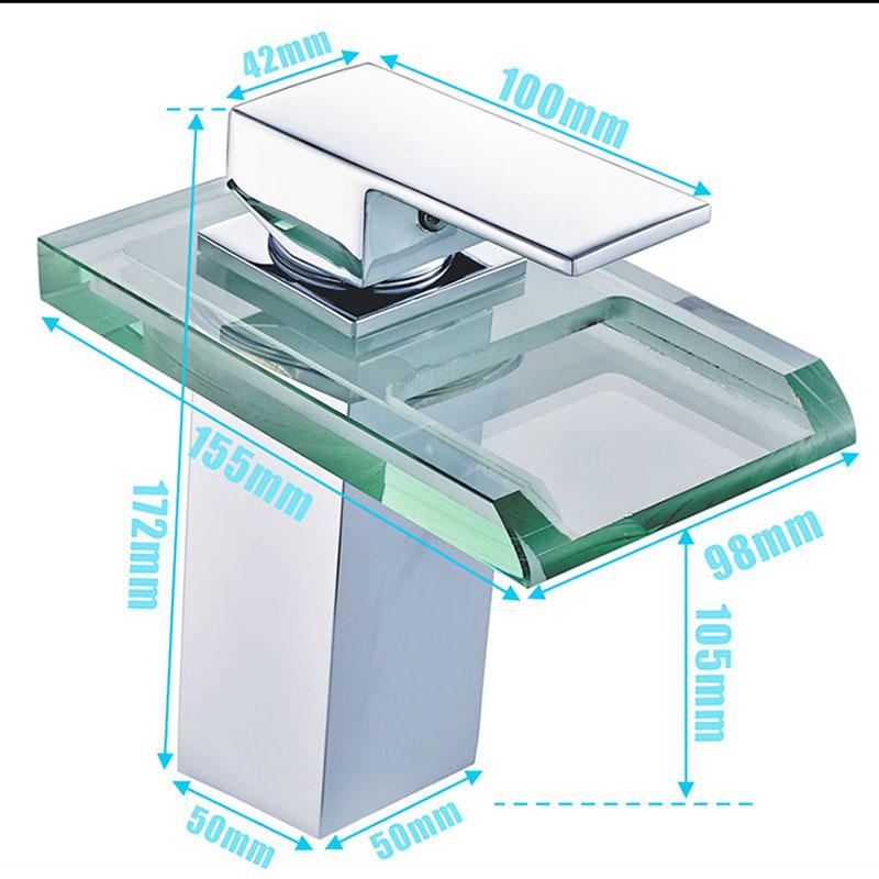 Led håndvaskarmatur messing vandfald temperatur farver skift badeværelse armatur vandhane monteret vask vask glashaner