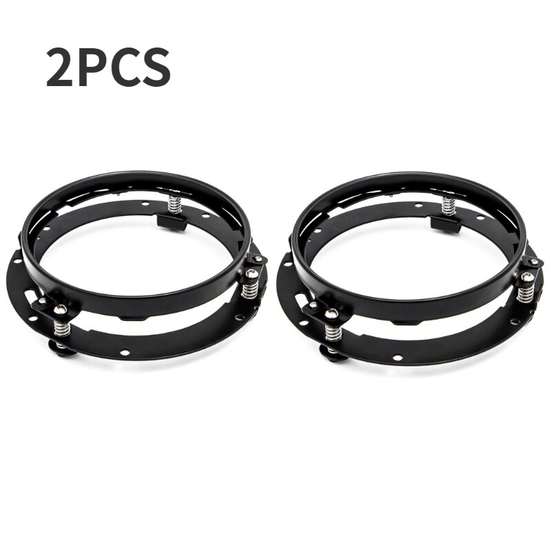 2 uds. Soporte de montaje para anillo de faro LED redondo de 7 pulgadas para soporte de lámpara de montaje de faro para Jeep Wrangler JK: 2PCS Black
