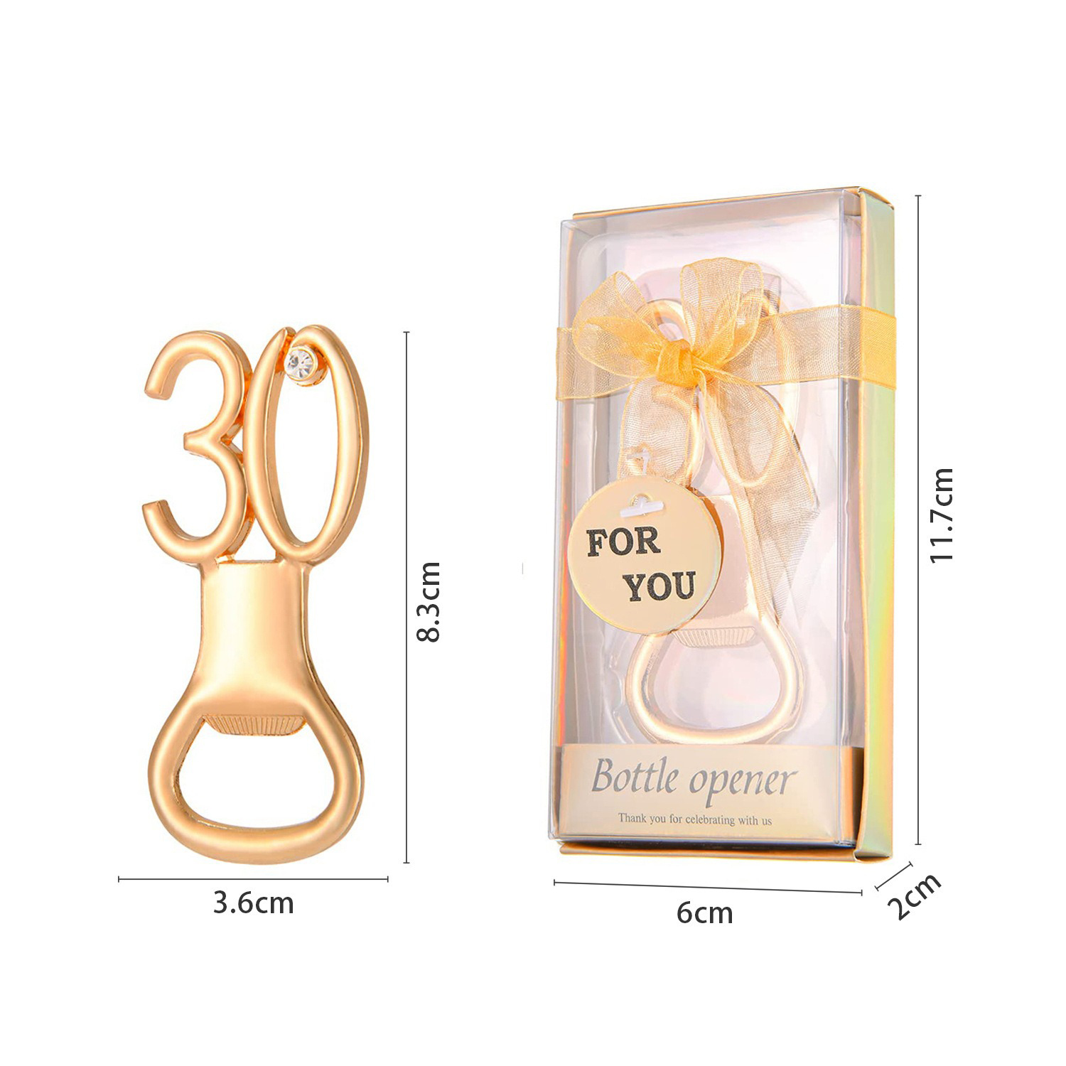 Goldener Geburtstags-Flaschenöffner für 30., 40., 50., 60., 70., 80. Geburtstag, Party, Hochzeitstag, Dekoration, Gastgeschenk, Gäste: Tiefe Sapphire