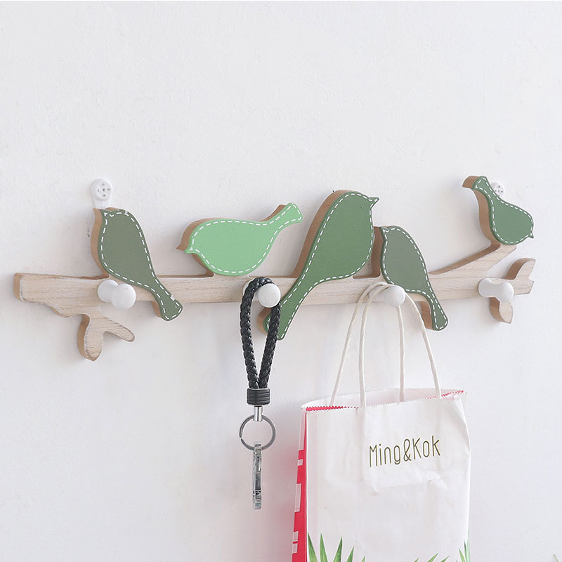 Crochet mural en bois d'oiseau | Patère murale, décor de maison, crochet Rail pour vêtements, cintre chambre salon, décorations murales de porte