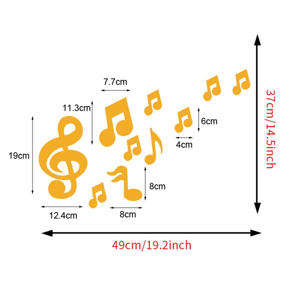 Gold Music Note Acrylic Mirror Wall Stickers DIY Art Wall Decor Wall Stickers Mirror Wall Sticker Home Decor Living Room