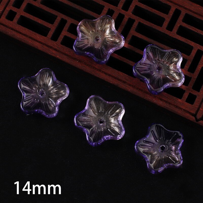 10 st kronblad lampwork pärlor flerfärgade glaspärlor för smycketillverkning handgjorda gör-det-själv-håraccessoarer sömnadstillbehör: 07