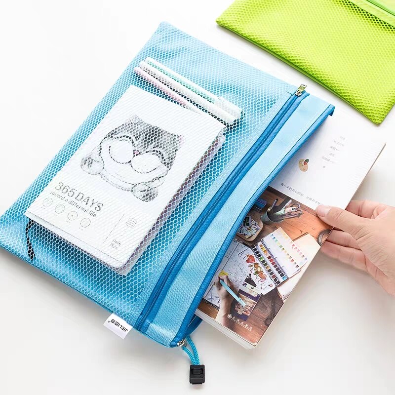 Bolsa de lona con cremallera A4, organizador de papel para documentos, bolsa protectora de almacenamiento, papelería, 2 capas, resistente al agua, novedad, 1 ud.
