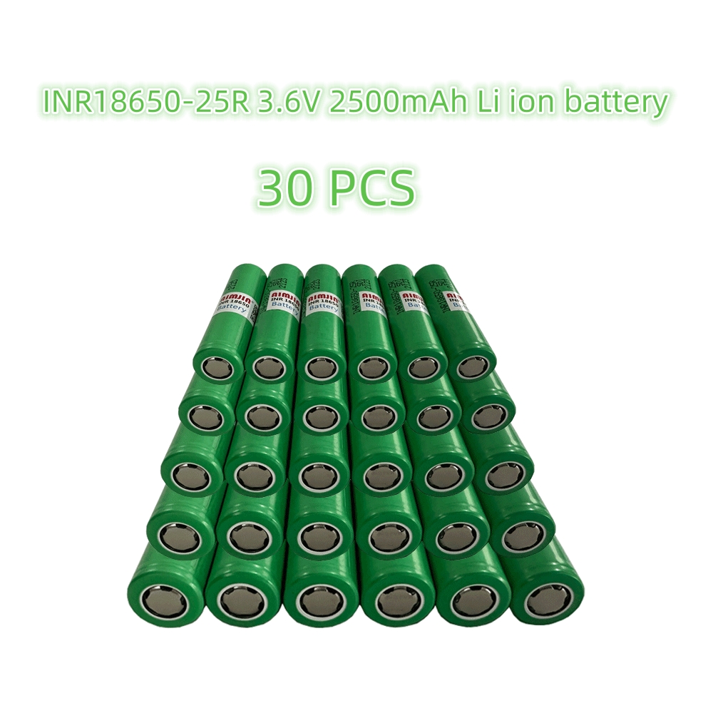 3.6V 2500mAh 18650 Battery For Samsung INR 18650 25R Lithium Lon Battery Replacement External Battery: green