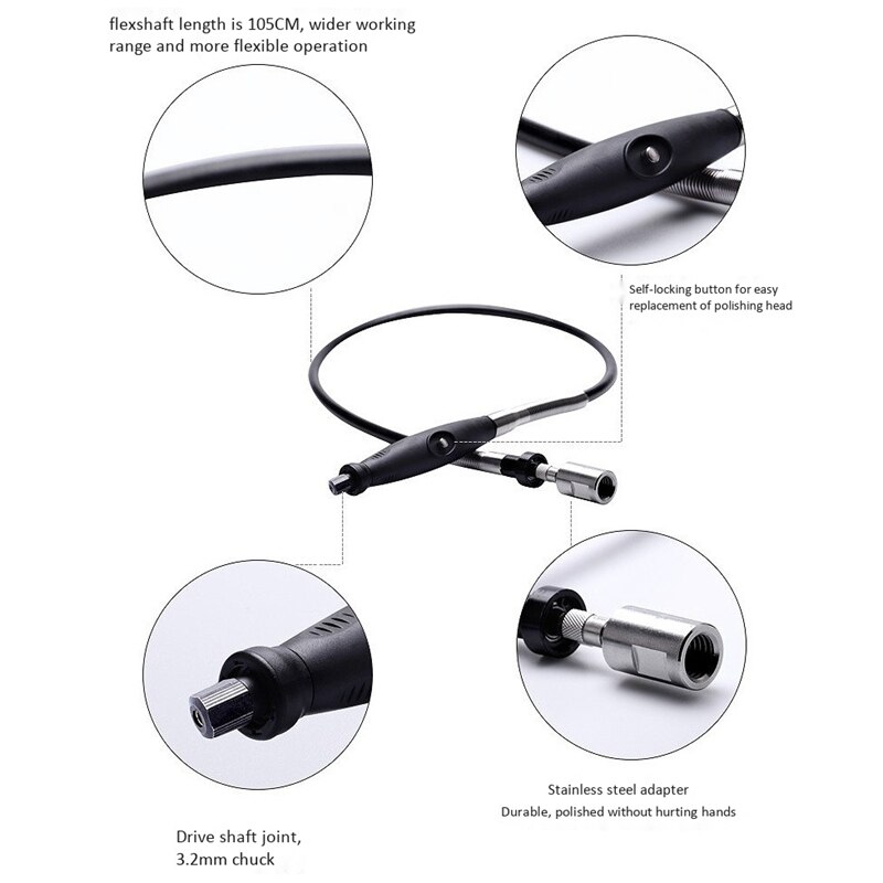 Car Mini Polishing Tools Kit for Wheel, Headlight Door Handle Polishing Buffing Pads Flexible Shaft for Rotary Polisher