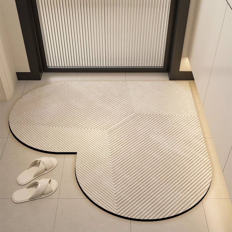 Diatom mud heart-shaped bathroom absorbent floor mat, bathroom door mat, entrance door mat, quick drying anti slip carpet