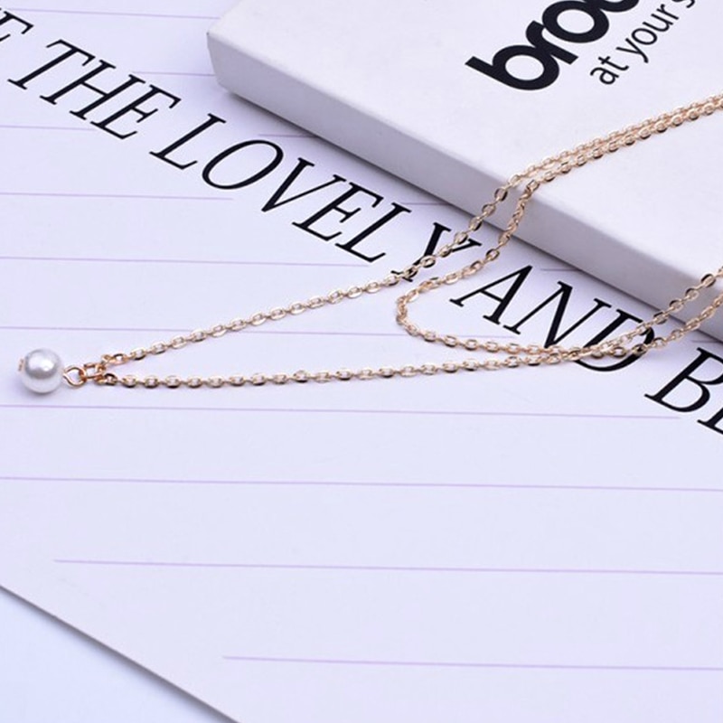 Zoete Eenvoudige Double Layer Parel Sleutelbeen Ketting Charmante Vrouwen Choker Ketting Hanger Vrouwelijke Mode Jaar Sieraden