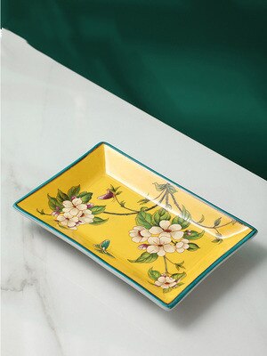 Ceramics Bathroom Set Liquid Soap Dish Toothbrush Holder/Rack Lover Gargle Cup Dental Jar Flowers &amp; Bird Pastoral Style: Soap Dish 1