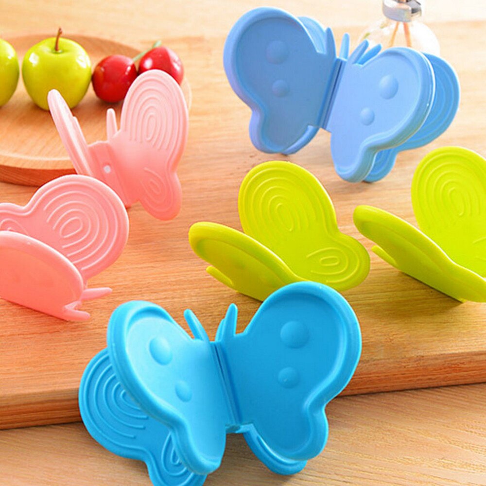 2Pcs Butterfly Silicone Glove Oven Heat Insulated Finger Gloves Home kitch Cooking Microwave Non-slip Gripper Pot Holders