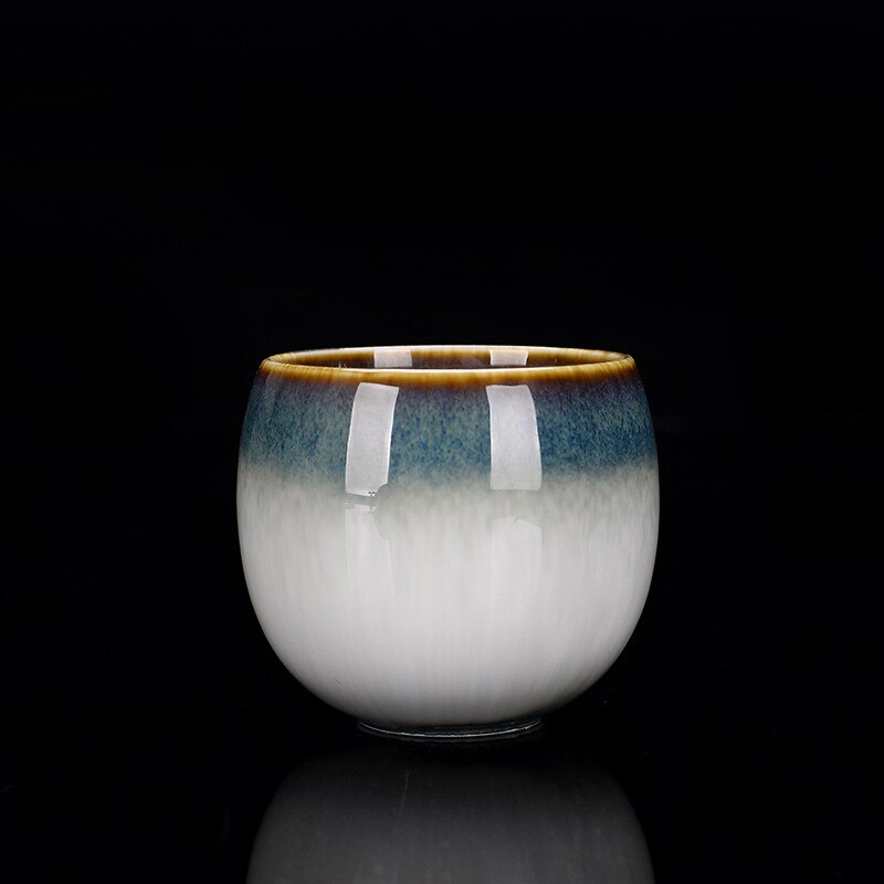 Kiln Baked Teacup Temmoku Glaze Brushed Siyao Change Master Cup Teacup Tea Ceramic Kung Fu Tea Cup: D