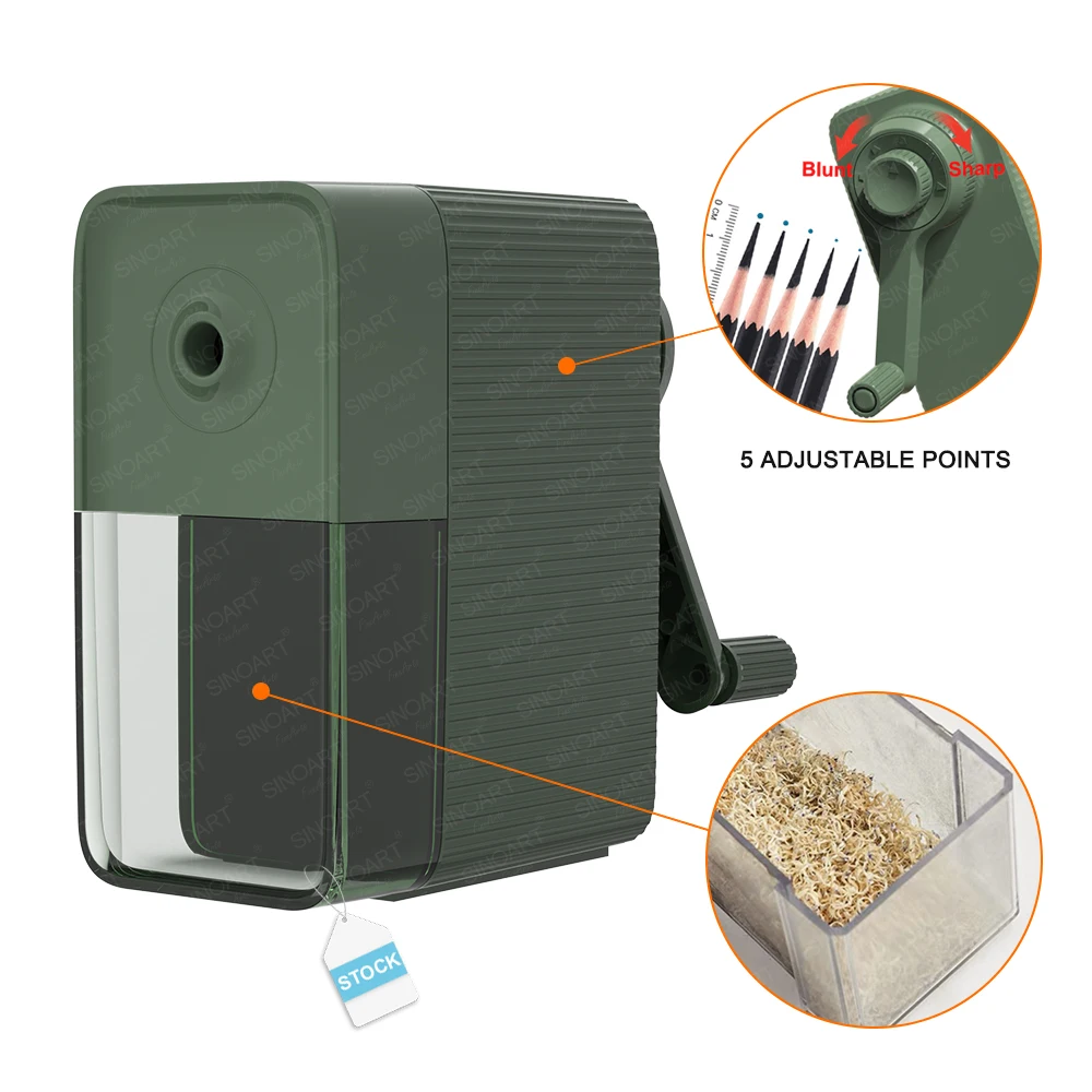 Long Point Art Pencil Sharpener In Stock Green Sketch Pencil Sharpener 5 Gears Adjustable Pencil Sharpeners Handheld
