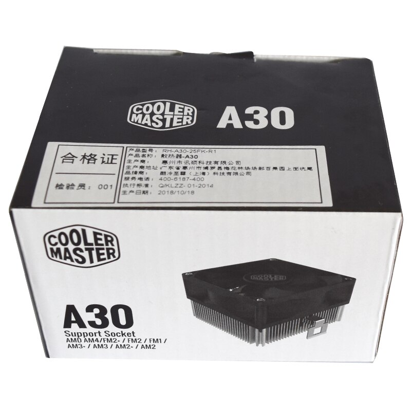Cooler Master A30 MINI REFROIDISSEUR DE PROCESSEUR 8cm Ventilateur silencieux Pour AMD AM4 AM3 AM3 + AM2 AM2 + FM2 FM2 + FM1 LGA 1200 80mm ventilateur RADIATEUR