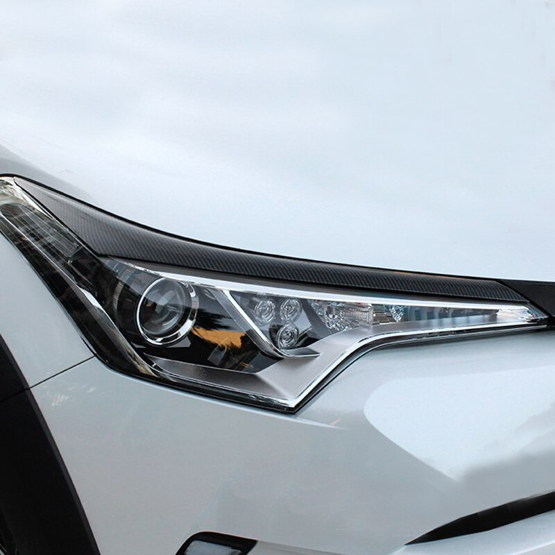 För toyota c-hr chr kolfiber look bil strålkastare ram ljus ögonbryn lock trim krom styling tillbehör