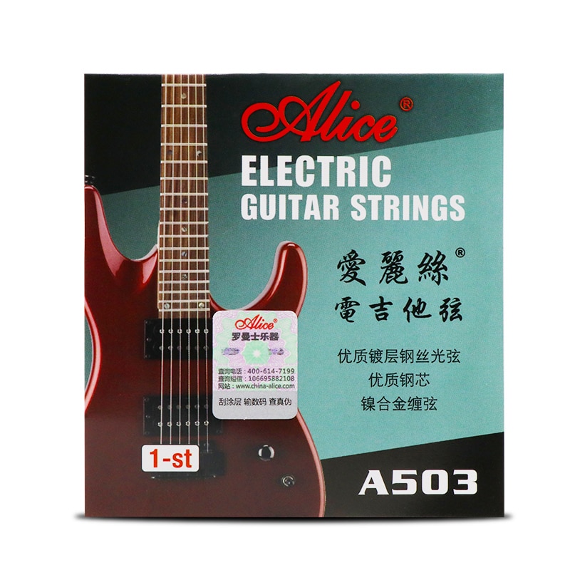 6 Pieces/Set Alice Electric Guitar Strings Steel Core Plated Steel Coated Nickel Alloy Wound Guitar Parts Strings Super Light