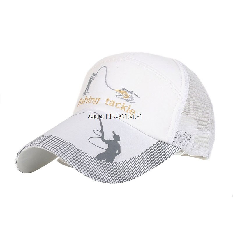 Zomer Golf Baseball Mesh Cap Verstelbare Sport Zonneklep Hoed Unisex vissen Cap: WHITE