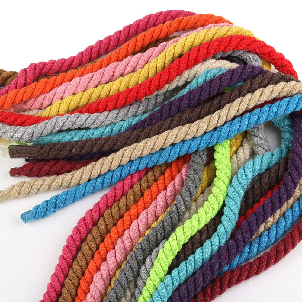 5 metros 10MM 3 partes retorcidas 100% cordones de algodón coloridos/cuerda para bolsa decoración del hogar accesorios textiles DIY