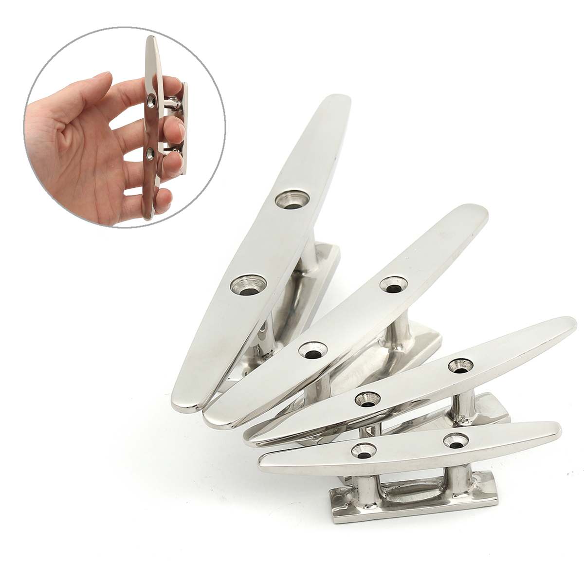 4" 5" 6" 8" Low Flat Cleat 316 Stainless Steel 2 Hole Hardware For Marine Boat Deck Rope Tie for All Chandlery Applications